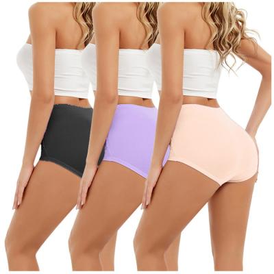 China Antibacterial 3 Packs Big Plus Size 5xl Shorts Comfortable Solid Belly Top Briefs Female Underwear Lace Women Panties Set for sale