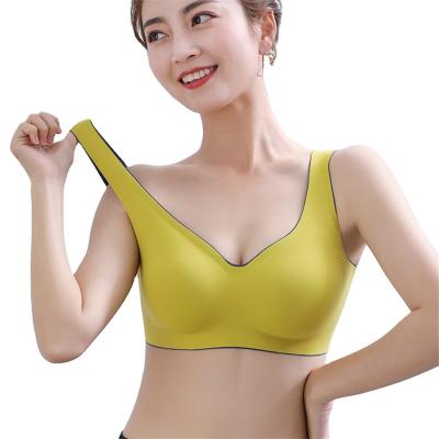 China QUICK DRY SILK latex cup padded beautiful back traceless one piece wireless bralette plus size women seamless bra for sale