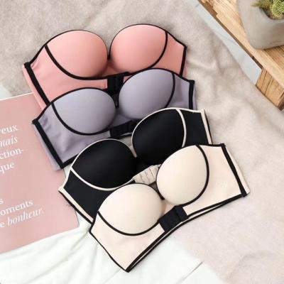 China Sexy QUICK DRY Buckle Lift Plus Size One Piece Push Up Invisible Frank Closure Strapless Bra For Large Bust for sale