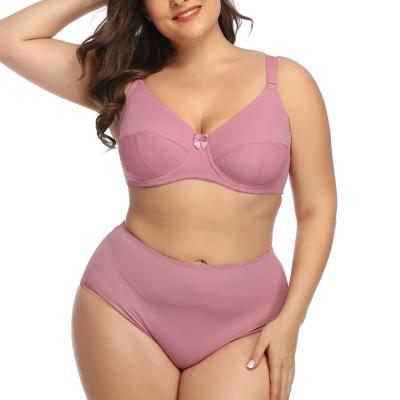 China QUICK DRY ultra thin comfortable soft big cup brattle lift up 2 piece waist bra and panties set wireless plus UNDERWEAR for FAT women for sale