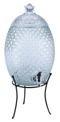 China 2.7 gallon glass pineapple beverage dispenser serving on wire rack,capacity 10.3L for sale