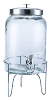 China High capacity 2.75 gallon old times glass beverage dispenser with chrome wire rack for sale