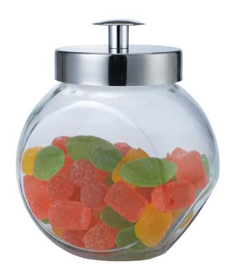 Chine Boîtes métalliques en verre de petite taille avec le couvercle en métal, 1.5L pour le sucre, biscuit à vendre