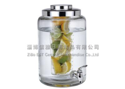 China 6.3L large Glass Beverage Dispenser with Infuser / glass iced tea dispenser for home for sale