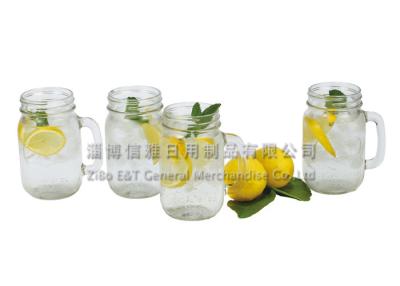 China Personalized 16oz ball mason jar mugs / mason jar drinking glasses with handles for sale