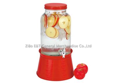 China Drink Dispenser with Stand , red galvanized base / beverage jars with spigot for sale