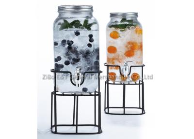 China Double beverage dispenser with stan , racks 3.5L / glass jar drink dispenser for sale