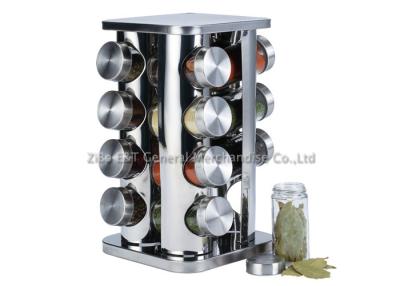 China Set of 17 clear airtight glass spice jars on stainless steel carousel 80ml for sale