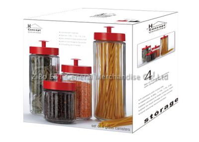 China Clear Glass Storage Canisters / glass jar storage containers with lids 2.6L  1.5L for sale