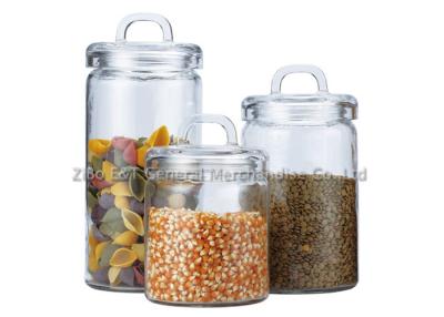 China Custom Recycled  Glass Storage Canisters / small glass jars with lids for home for sale