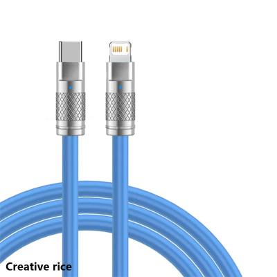 China MP3/MP4 Player USB Cable Type-C To IOS Lighting Super Fast Charging Liquid Silicone Charger Data Line 6A 120W For Iphone Xiaomi Huawei Samsung for sale