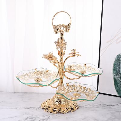 China European And American Style 3-Layer Crystal Glass Fruit Tray For Home Sustainable Home Decor for sale