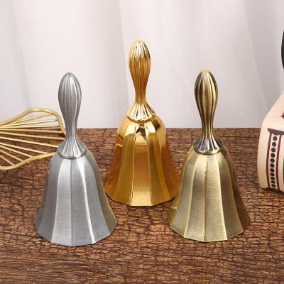 China Custom Europe Hand Call Vintage Hand Call Dinner Bell Metal For Dinner Tea Time Wedding Party Hand Bells for sale