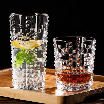 China 10oz Fancy Modern Diamond Whiskey Glasses; 12oz Crystal Drinking Glasses for juice for sale