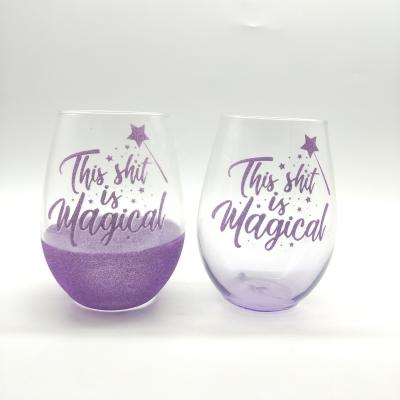 China Custom Glitter Glasses 20oz Personalized Sparkle Stemless Wine Glasses For Home/Gift Tumbler Glass for sale