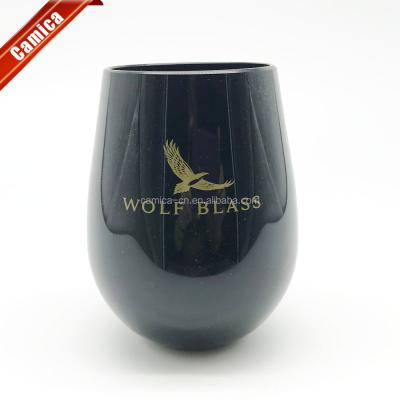 China 100% BPA Free Black 16oz Shatterproof Tritan Stemless Wine Glasses BPA Free for sale