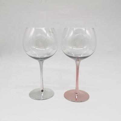 China New Classic/Postmodern 16oz Plated Rose, Stem Gin Glasses, Gift Gold Stem Wine Glass For Party for sale