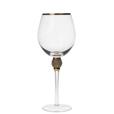 China Viable Stem 20oz Elegant Wine Glasses With Diamond Stem Wine Glasses With Gold Rim for sale