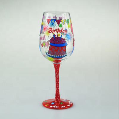 China Viable Hand Painted Happy Birthday Wine Glass Mug for sale