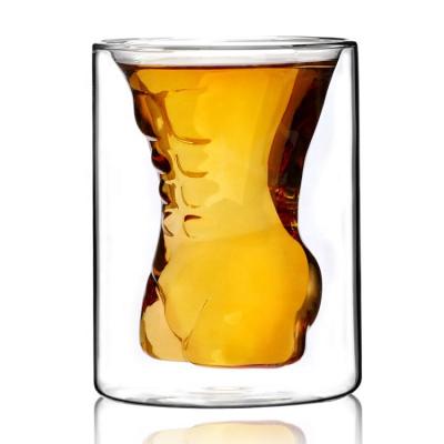 China 200ml Sustainable Funny Man Shaped Double Wall Beer Glass / Whiskey Shot Glasses / Shot Glasses for sale