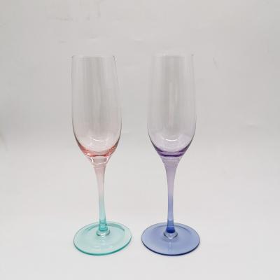 China Modern 8oz Champagne Flutes Colorful Sleek; Custom Logo and Gift Box Champagne Flutes Stem for sale