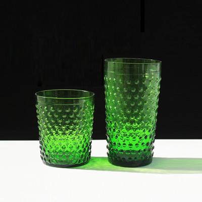 China CLASSIC Green Embossed Solid Color Drinking Glass / Glass Tumbler Mug for sale