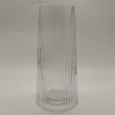 China Home Decor Hand Blown Cracked Glass Vase; Clear straight glass vase for sale