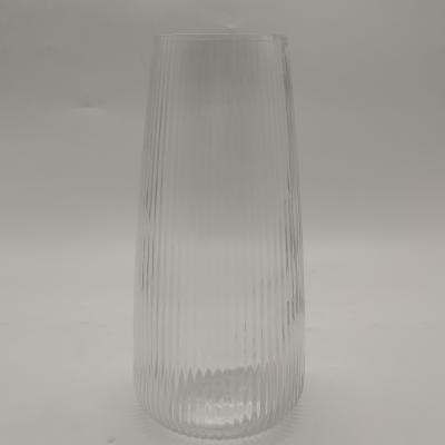 China Home Decor Hand Blown Cracked Glass Vase; Clear straight glass vase for sale