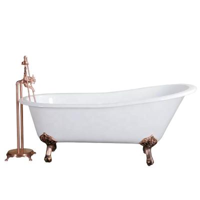 China TNS BA8308 1650mm Antique Gold Clawfoot Luxury Adult Rustic Bathtub Freestanding Solid Outdoor Bathtub With Four Legs for sale