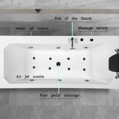 China TNS BA8703 1.8m Resin Best Luxury Outdoor Bathroom Jacuzziz Bathtub Brands Acrylic Massage Bathtub for sale