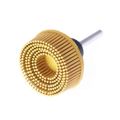 China Metal and Non-Metal Bristle Disc 2 Inch Removal Coating Disc For Grit Polish 80 Yellow With 1/4