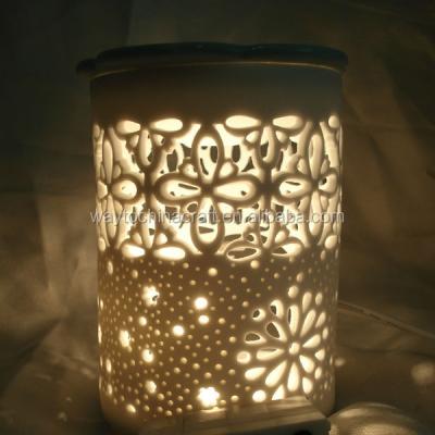 China Home Decoration Tea Aroma Diffuser And Lights Wax Burners White Ceramic Candle Holders for sale