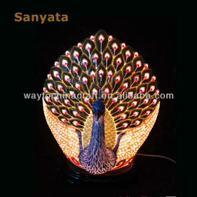 China Hand Painted Hand Painted Novelty Decorative Peacock Shaped Ceramic Lamp Shades for sale