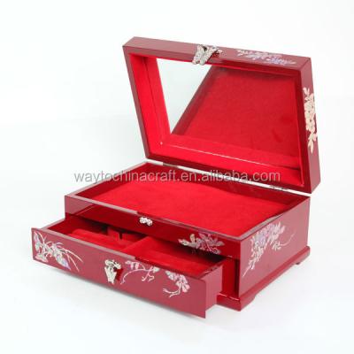 China Beautiful Mirror Wood High End Wooden Trinket Box for sale