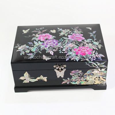 China Wooden good quality unique mother of pearl inlaid jewelry box for sale