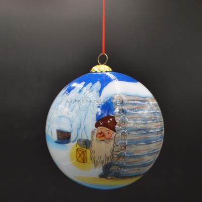 China Custom Hand Paint Picture Inside Clear Painted Christmas Bauble Used For Christmas Tree Or Home Decoration for sale