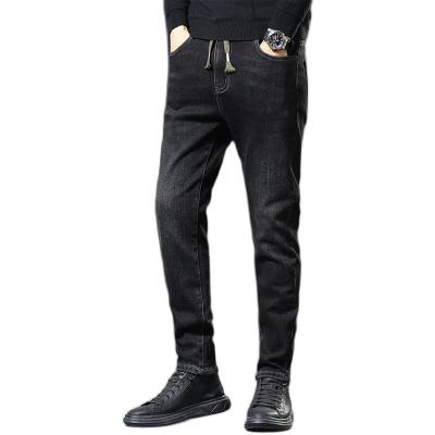 China Breathable support customization 2020 autumn and winter men's straight casual jeans pants slim plus velvet thick for sale