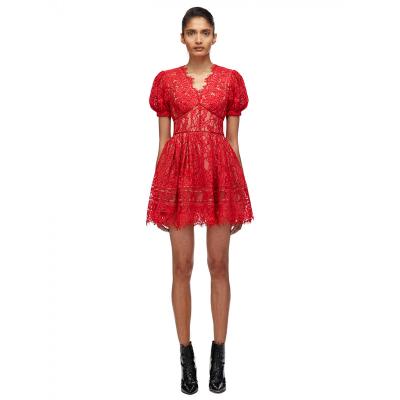 China 2021 New Arrival Women's Rope Lace Mini Dress Red Casual Party Fine Dress Dry Cleaning for sale