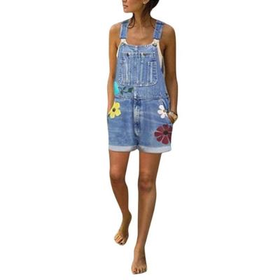 China QUICK DRY high-end outdoor cross-border European and American trade hippie street printed shorts suspenders mid-waist women's jeans for sale