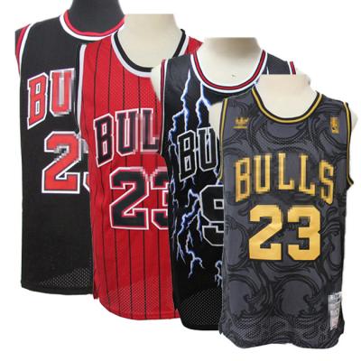 China New High Quality Breathable Bulls 23 Jordan 33 Pippen Nbajersey 91 Retro Embroidered Crosshairs Basketball Tank Top Uniform Shirts For Men for sale