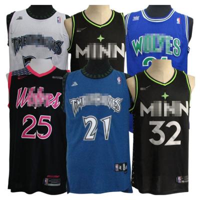 China Wholesale Breathable Minnesota Timberwolve City Quilted Basketball Uniforms High Quality Cities 32 1 Edwards 21 Garnett Basketball Jersey for sale