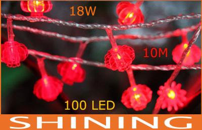 China Low Power 10 Meter Red LED String Lights 100pcs Wall Mounted Decoration for sale