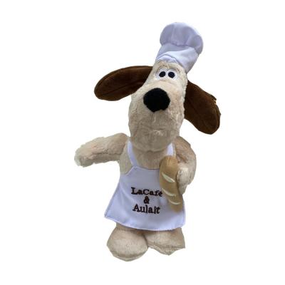 China New Popular Palm Dog Doll Plush Toy Doll Apron Hat Dog Doll Gift Birthday Gift for sale