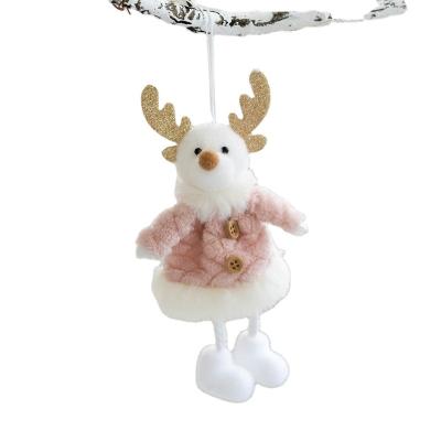 China Plush Christmas Moose Elk Elder Snowman Doll Christmas Tree Mini Doll Christmas Ornament Pendant for sale