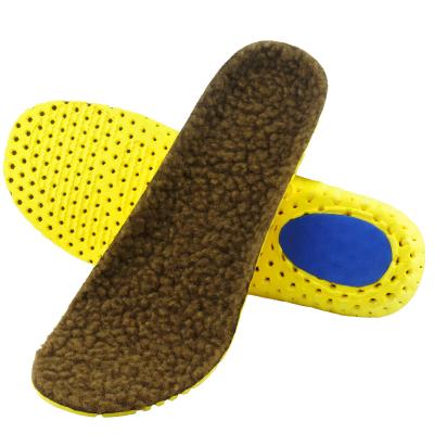 China Wholesale Winter Warm Comfort Breathable Sheep Wool Fleece + EVA Insole Cushioning Insoles for sale