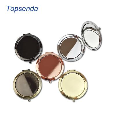 China Personalized Custom logo design Sublimation printing Hand Compact Round Glass Metal Makeup mirror for sale