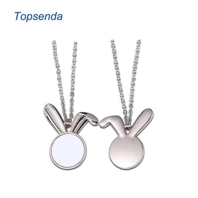 China Cute Custom Photo Logo Design Print Rabbit Rabbit Ear Necklace Pendant Sublimation White for sale