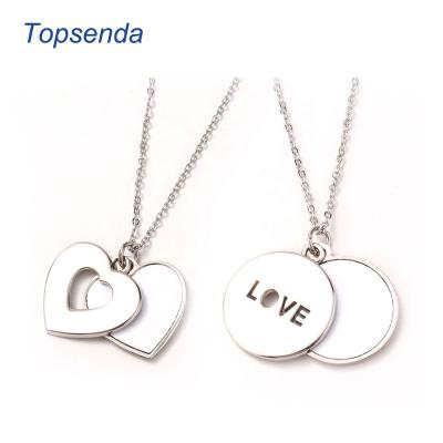 China CLASSIC custom color photo logo printing round heart pendant necklace sublimation white for Valentine's Day for sale