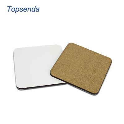 China Various Sizes Sustainable ECO Cork Supported UV Printable Blank White MDF Coaster for sale