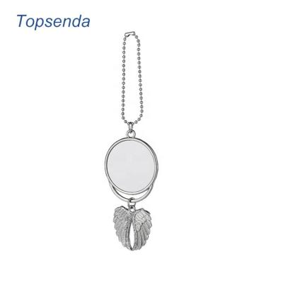 China Sublimation Fashion Blank Metal Car Hanging Angel Wing Ornament DIY Sublimation Pendant for sale